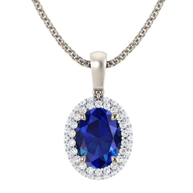 Vintage Blue Sapphire Pendant Necklace