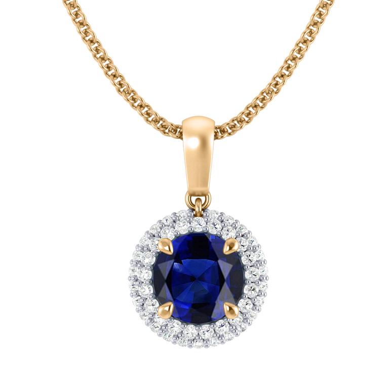 Vintage Blue Sapphire Pendant Necklace