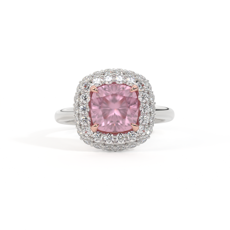 Vintage Cushion Pink Sapphire Platinum Ring