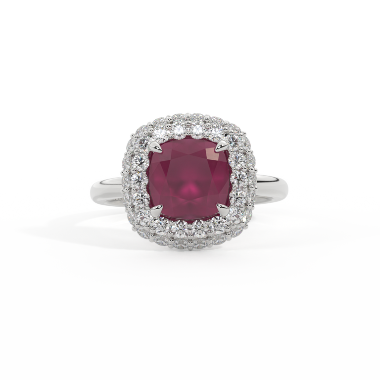 Vintage Cushion Ruby Platinum Ring