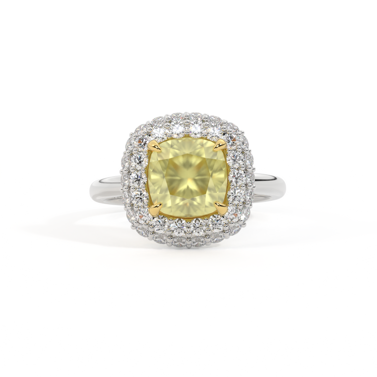 Vintage Cushion Yellow Sapphire Platinum Ring