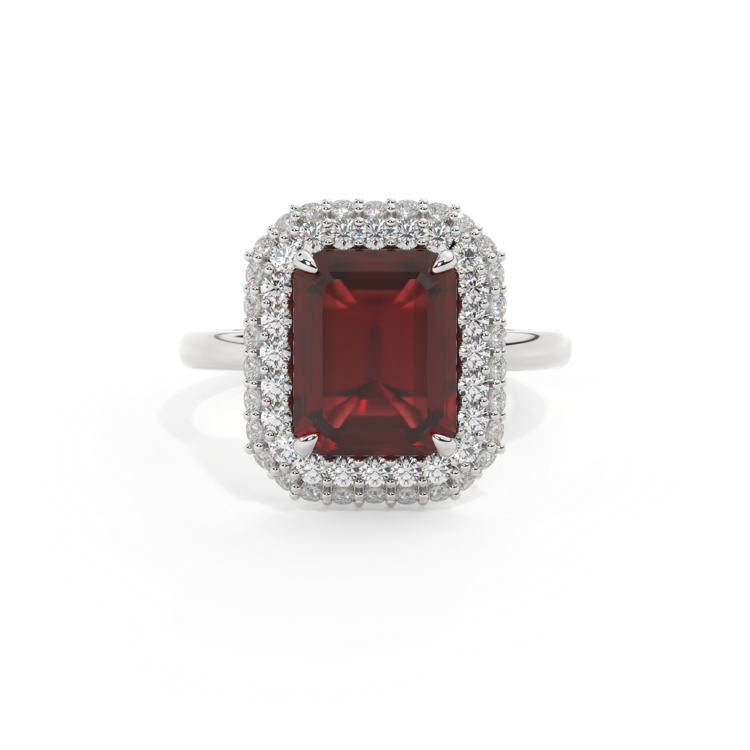 Vintage Emerald Garnet Platinum Ring