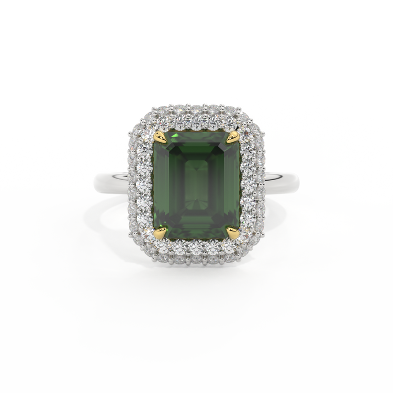 Vintage Emerald Green Sapphire Platinum Ring