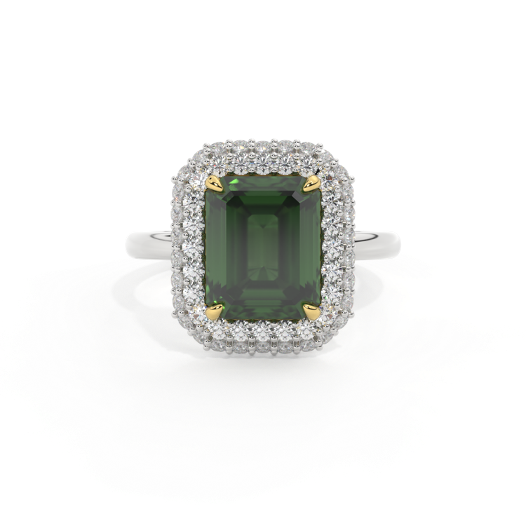 Vintage Emerald Green Sapphire Platinum Ring