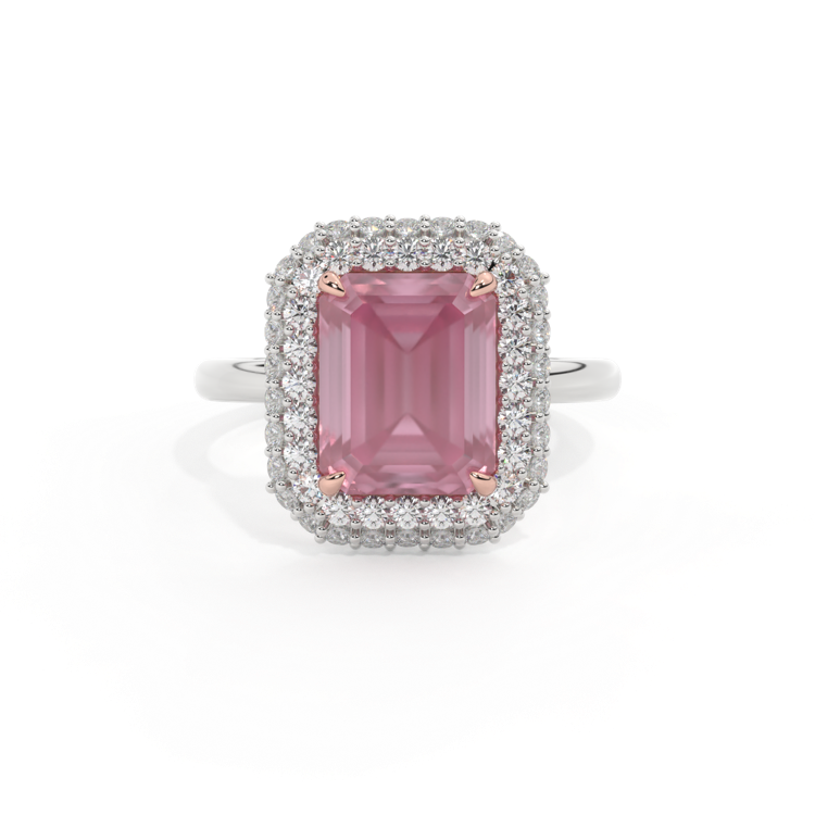 Vintage Emerald Pink Sapphire Platinum Ring
