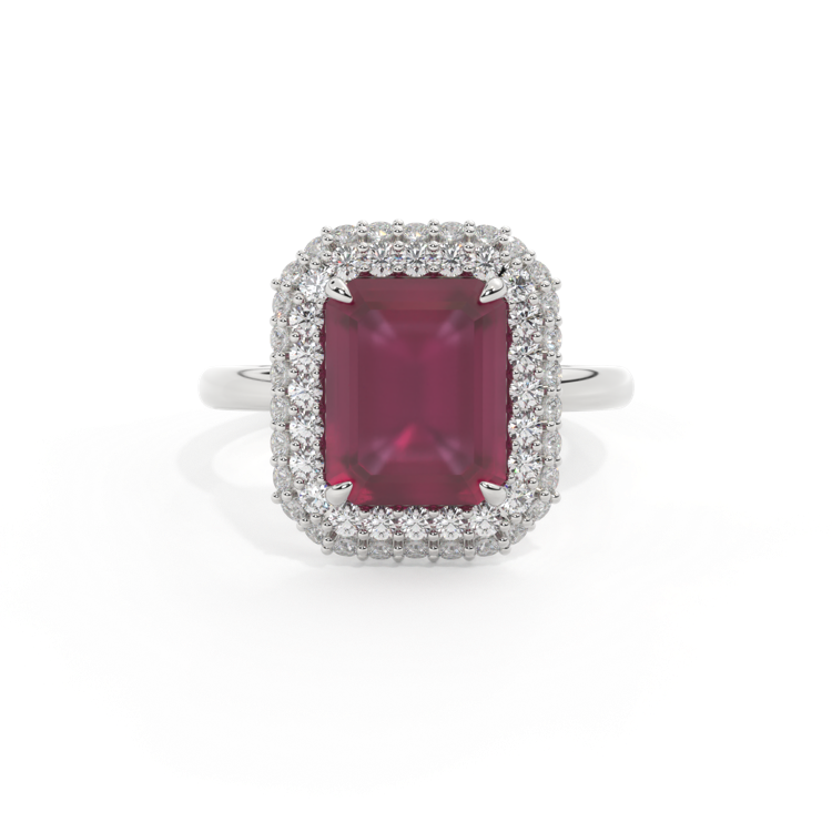 Vintage Emerald Ruby Platinum Ring