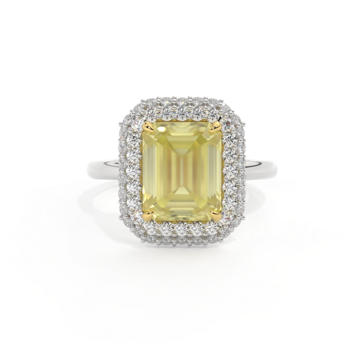 Vintage Emerald Yellow Sapphire Platinum Ring