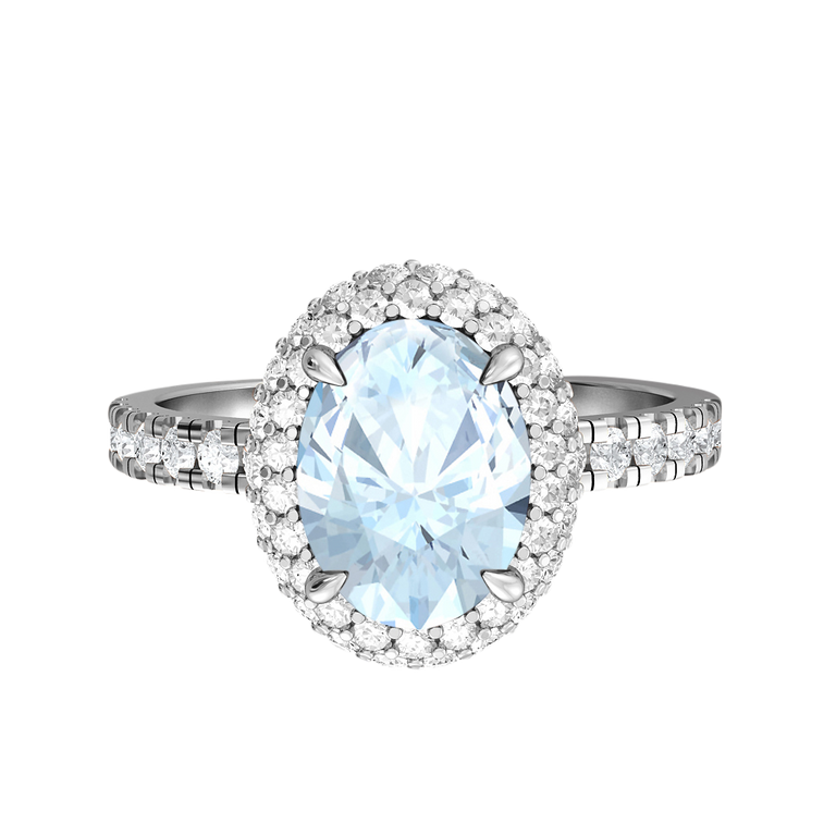 Treasure Box Vintage Oval Aquamarine Platinum Biggest