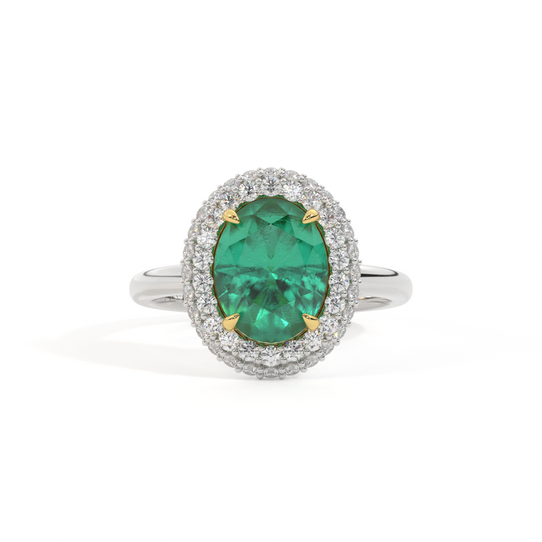 Vintage Oval Emerald Platinum Ring