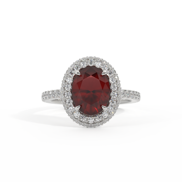 Treasure Box Vintage Oval Garnet Platinum Biggest