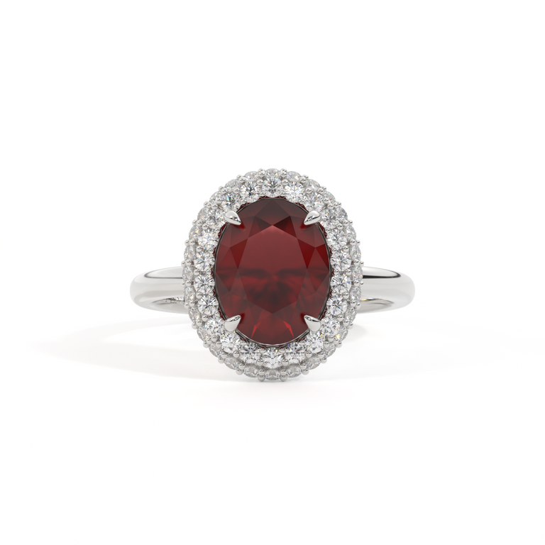 Vintage Oval Garnet Platinum Ring