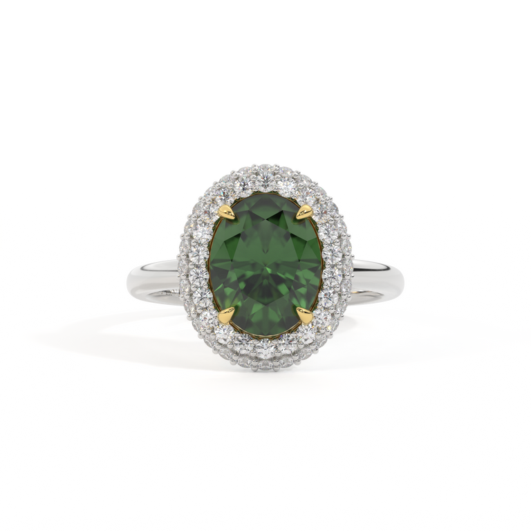 Vintage Oval Green Sapphire Platinum Ring