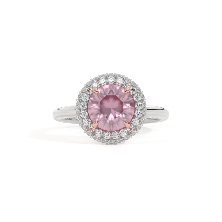 Vintage Round Pink Sapphire Platinum Ring