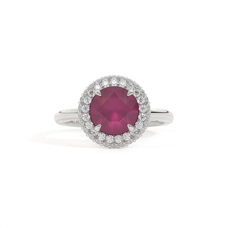 Vintage Round Ruby Platinum Ring