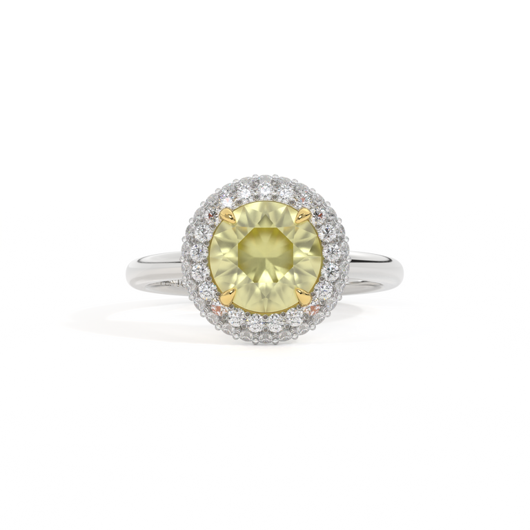 Vintage Round Yellow Sapphire Platinum Ring