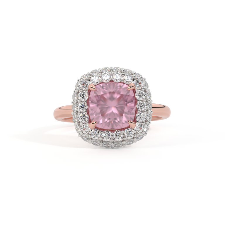 Vintage Cushion Pink Sapphire 18K Rose Gold Ring