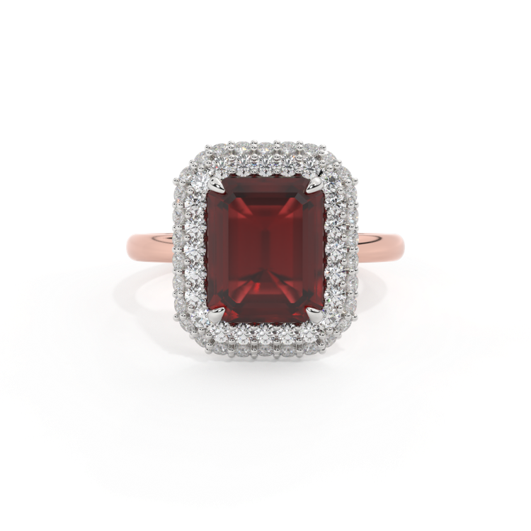Vintage Emerald Garnet 18K Rose Gold Ring