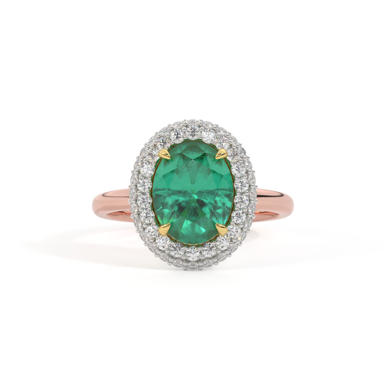 Vintage Oval Emerald 18K Rose Gold Ring