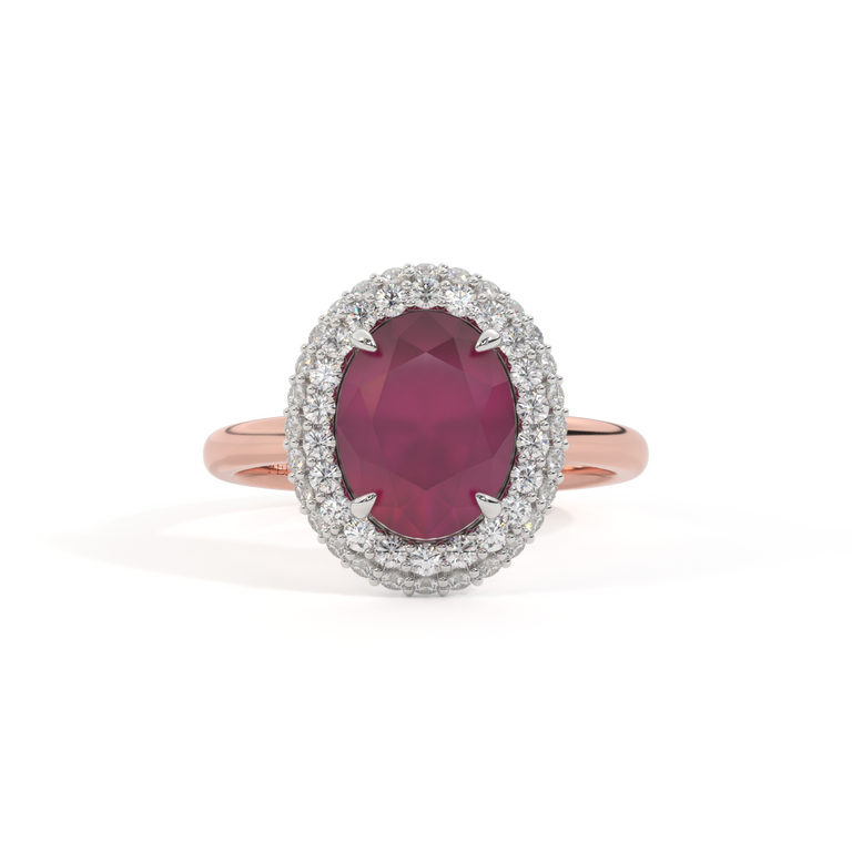 Vintage Oval Ruby 18K Rose Gold Ring