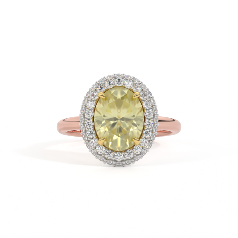 Vintage Oval Yellow Sapphire 18K Rose Gold Ring