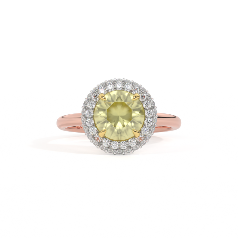 Vintage Round Yellow Sapphire 18K Rose Gold Ring