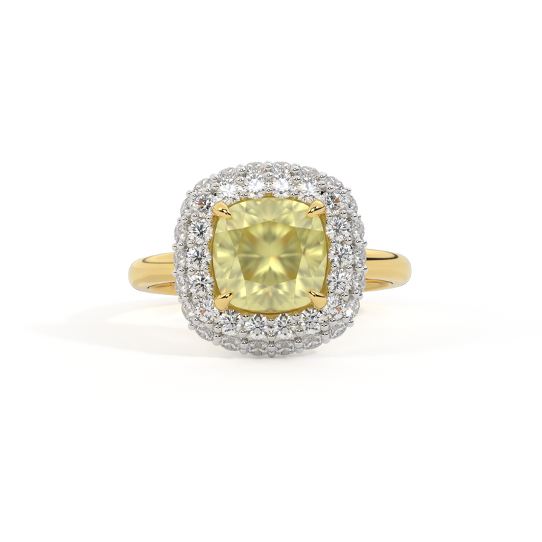 Vintage Cushion Yellow Sapphire 18K Yellow Gold Ring