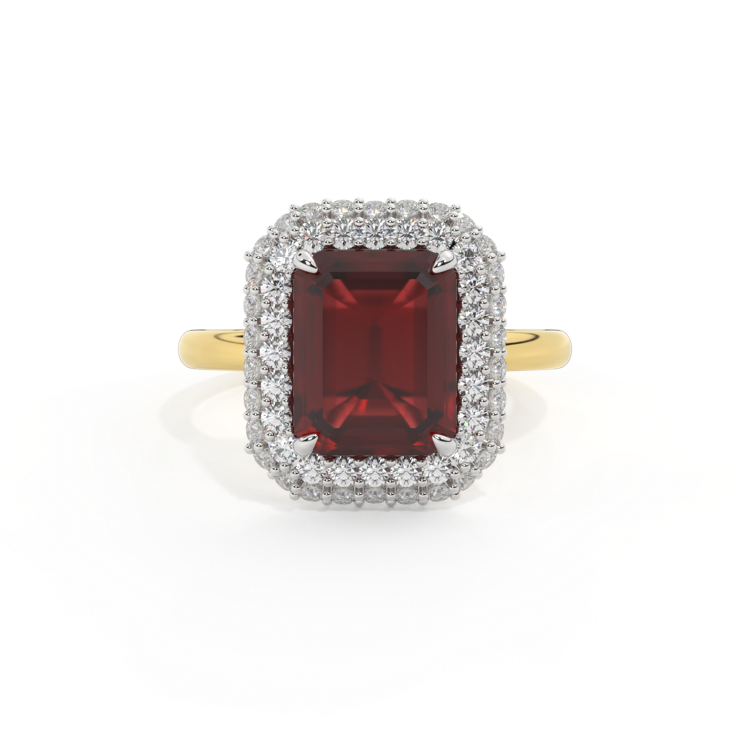 Vintage Emerald Garnet 18K Yellow Gold Ring