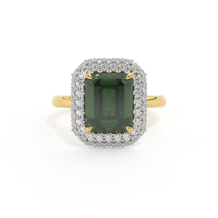 Vintage Emerald Green Sapphire 18K Yellow Gold Ring