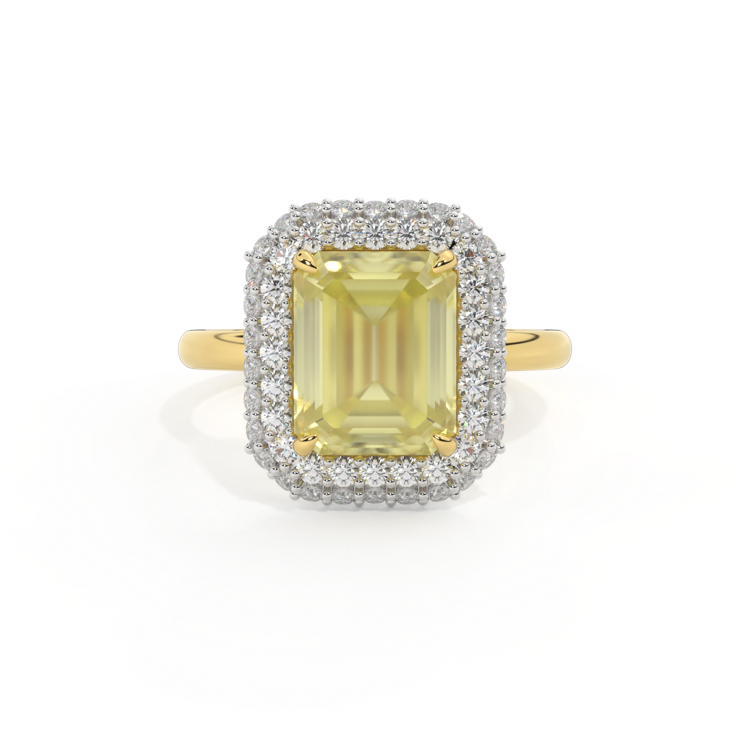 Vintage Emerald Yellow Sapphire 18K Yellow Gold Ring