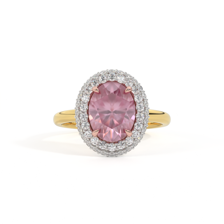 Vintage Oval Pink Sapphire 18K Yellow Gold Ring
