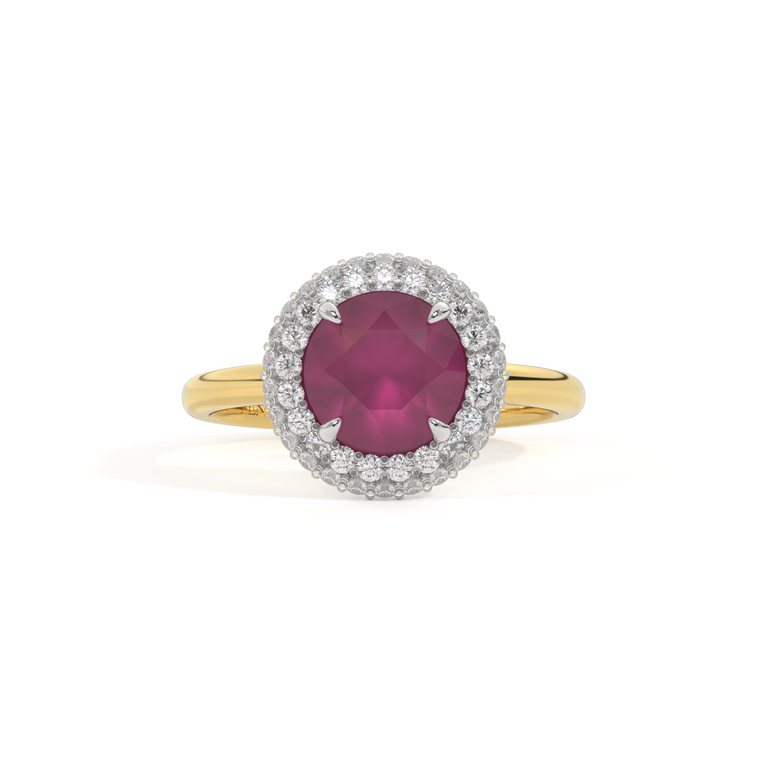 Vintage Round Ruby 18K Yellow Gold Ring