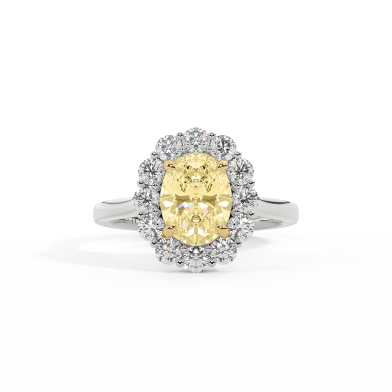 Yellow Lab Grown Diamond Mayfair Oval Cut Diamond Platinum Ring