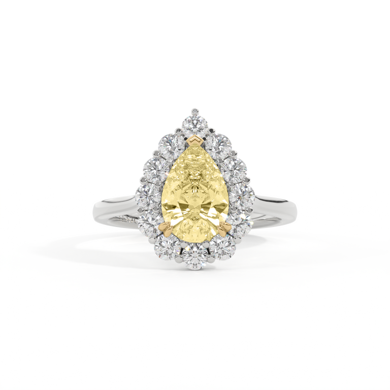 Yellow Lab Grown Diamond Mayfair Pear Cut Diamond Platinum Ring
