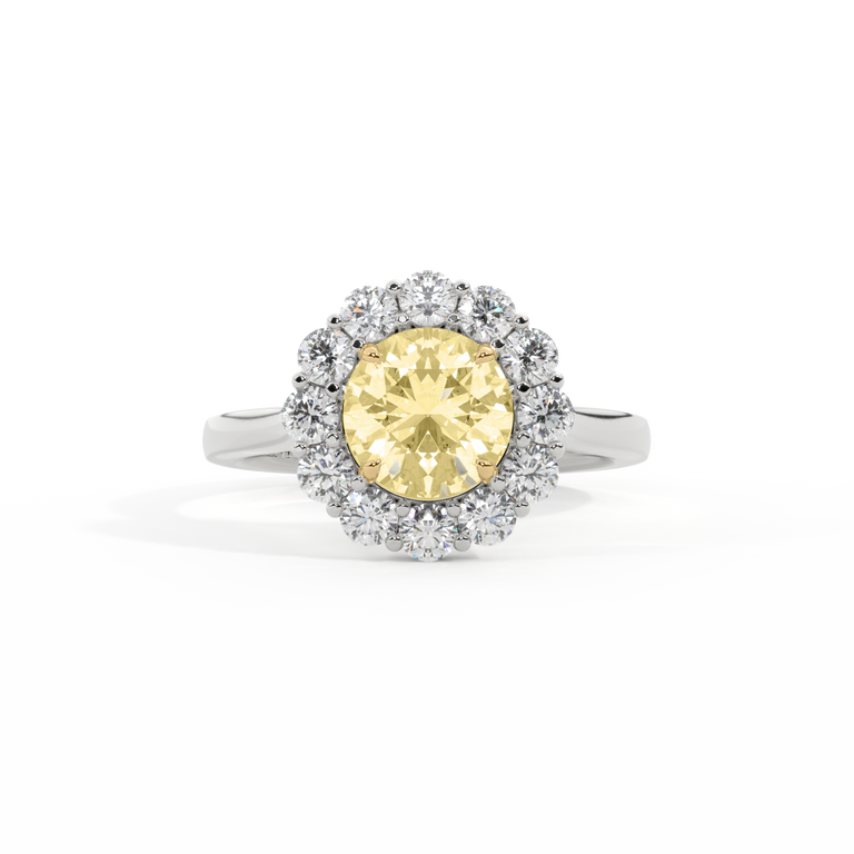 Yellow Lab Grown Diamond Mayfair Round Cut Diamond Platinum Ring