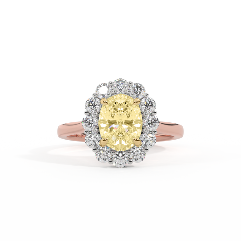Yellow Lab Grown Diamond Mayfair Oval Cut Diamond 18k Rose Gold Ring