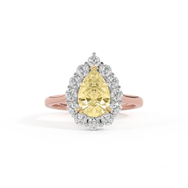 Yellow Lab Grown Diamond Mayfair Pear Cut Diamond 18k Rose Gold Ring