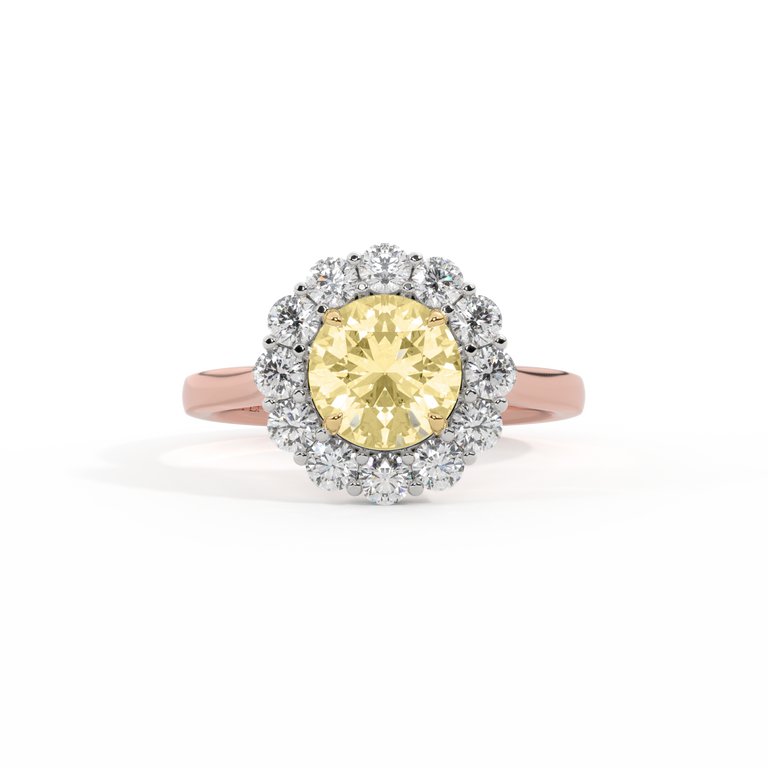 Yellow Lab Grown Diamond Mayfair Round Cut Diamond 18k Rose Gold Ring