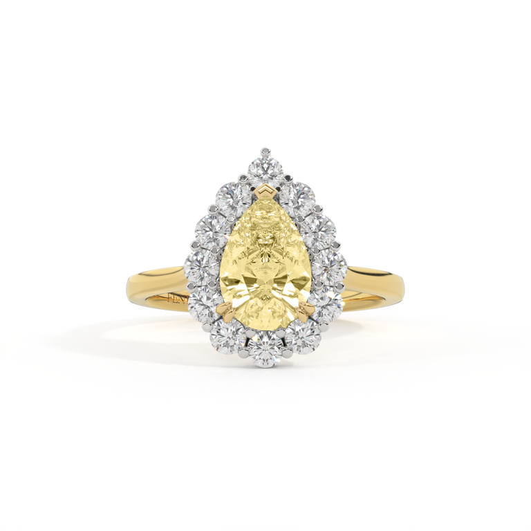 Yellow Lab Grown Diamond Mayfair Pear Cut Diamond 18k Yellow Gold Ring