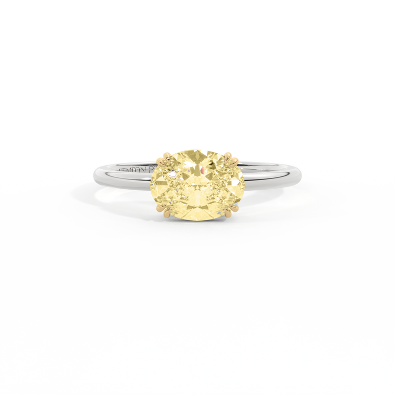 Yellow Lab Grown Diamond Solitaire Oval Cut Platinum Ring