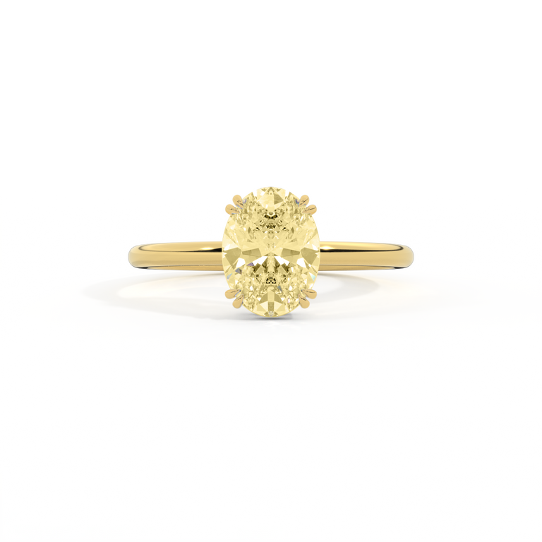 Yellow Lab Grown Diamond Solitaire Oval Cut 18k Yellow Gold Ring
