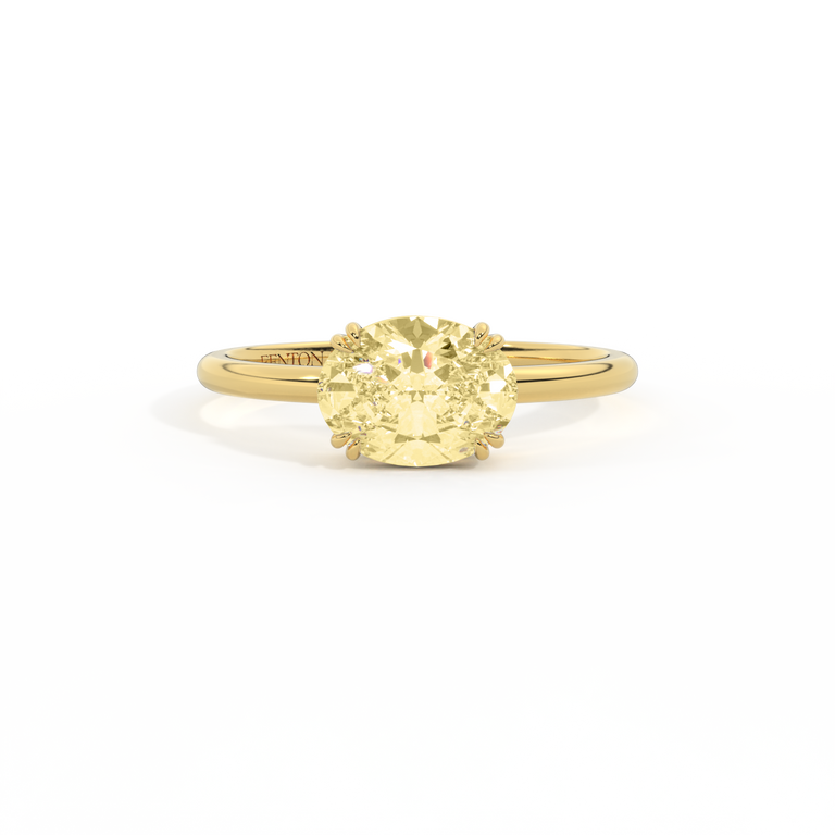 Yellow Lab Grown Diamond Solitaire Oval Cut 18k Yellow Gold Ring