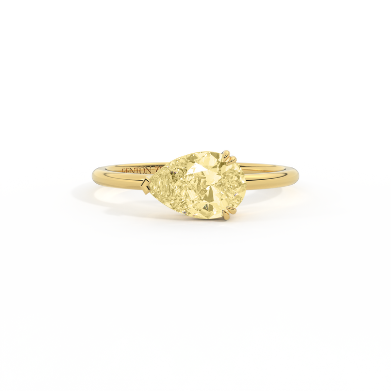Yellow Lab Grown Diamond Solitaire Pear Cut 18k Yellow Gold Ring