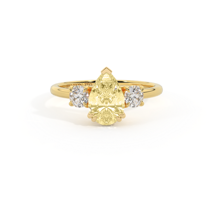 Yellow Lab Grown Diamond Trilogy Pear Cut Diamond 18k Yellow Gold Ring