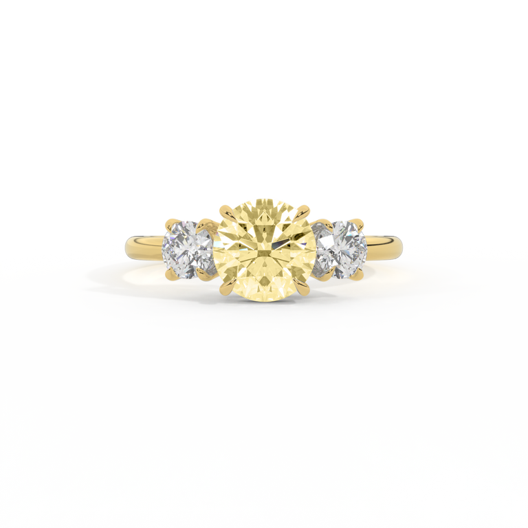 Yellow Lab Grown Diamond Trilogy Round Cut Diamond 18k Yellow Gold Ring