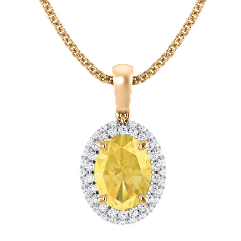 Treasure Box Vintage Yellow Sapphire Pendant Necklace 18K Yellow Gold