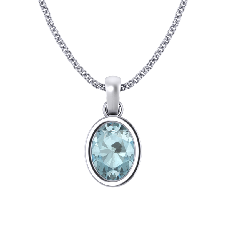 Bezel Aquamarine Pendant Necklace