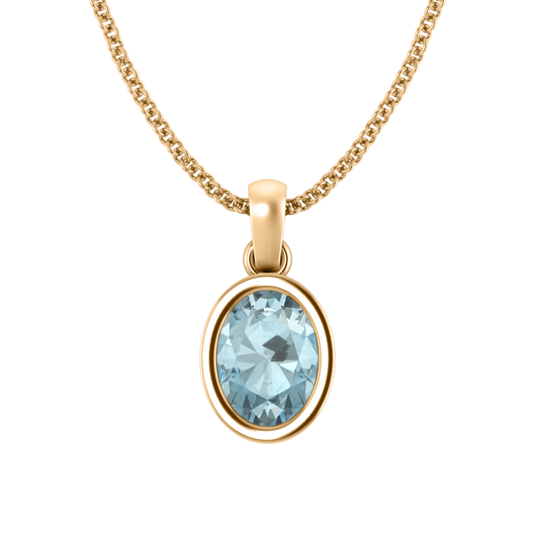 Bezel Aquamarine Pendant Necklace