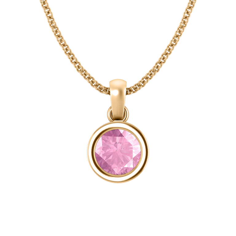 Bezel Pink Sapphire Pendant Necklace
