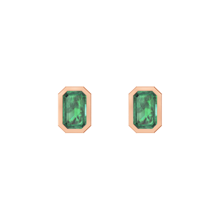 Bezel Stud Emerald Earrings