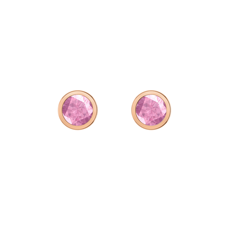 Bezel Stud Pink Sapphire Earrings